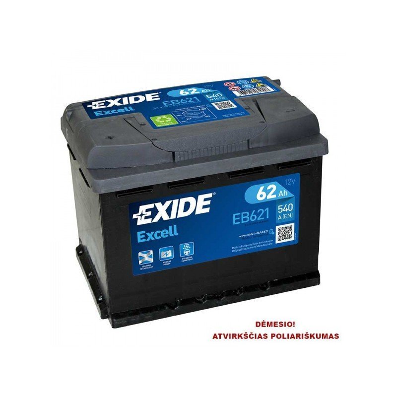 Aku EXIDE EB621 62 Ah 540 A hind ja info | Akud | kaup24.ee