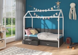 Voodi ADRK Furniture Otello, 80x180 cm, valge/must цена и информация | Детские кровати | kaup24.ee