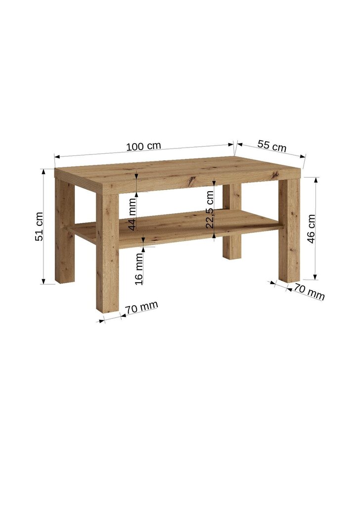 Diivanilaud Gomez, 100x55cm, pruun/must hind ja info | Diivanilauad | kaup24.ee