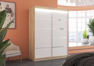 Шкаф ADRK Furniture Luft 150 со светодиодной подсветкой, белый цвет/бежевый цвет цена и информация | Шкафы | kaup24.ee