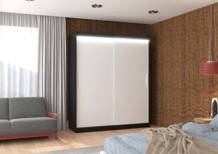 Шкаф ADRK Furniture со светодиодной подсветкой Lincoln 180, белый/черный цвет цена и информация | Шкафы | kaup24.ee
