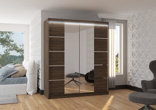 Шкаф ADRK Furniture со светодиодной подсветкой Traves 180, темно-коричневый цвет цена и информация | Шкафы | kaup24.ee