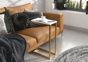 Приставной столик ADRK Furniture Spark, 62x30x40 см, белый/золотой цвет цена и информация | Журнальные столики | kaup24.ee
