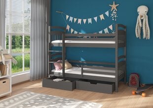 Кровать двухъярусная ADRK Furniture Ada 80x180 см, серая цена и информация | Детские кровати | kaup24.ee