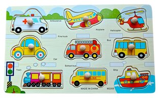 Lauamäng puidust kujuga pusle - Transport цена и информация | Развивающие игрушки | kaup24.ee