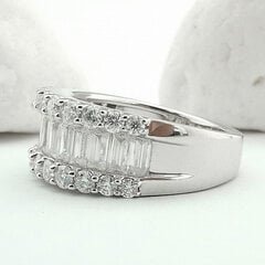 Женское кольцо с Муассанитом, серебряное с родиевым покрытием, серебро 925, R-MSRP3 цена и информация | Кольца | kaup24.ee