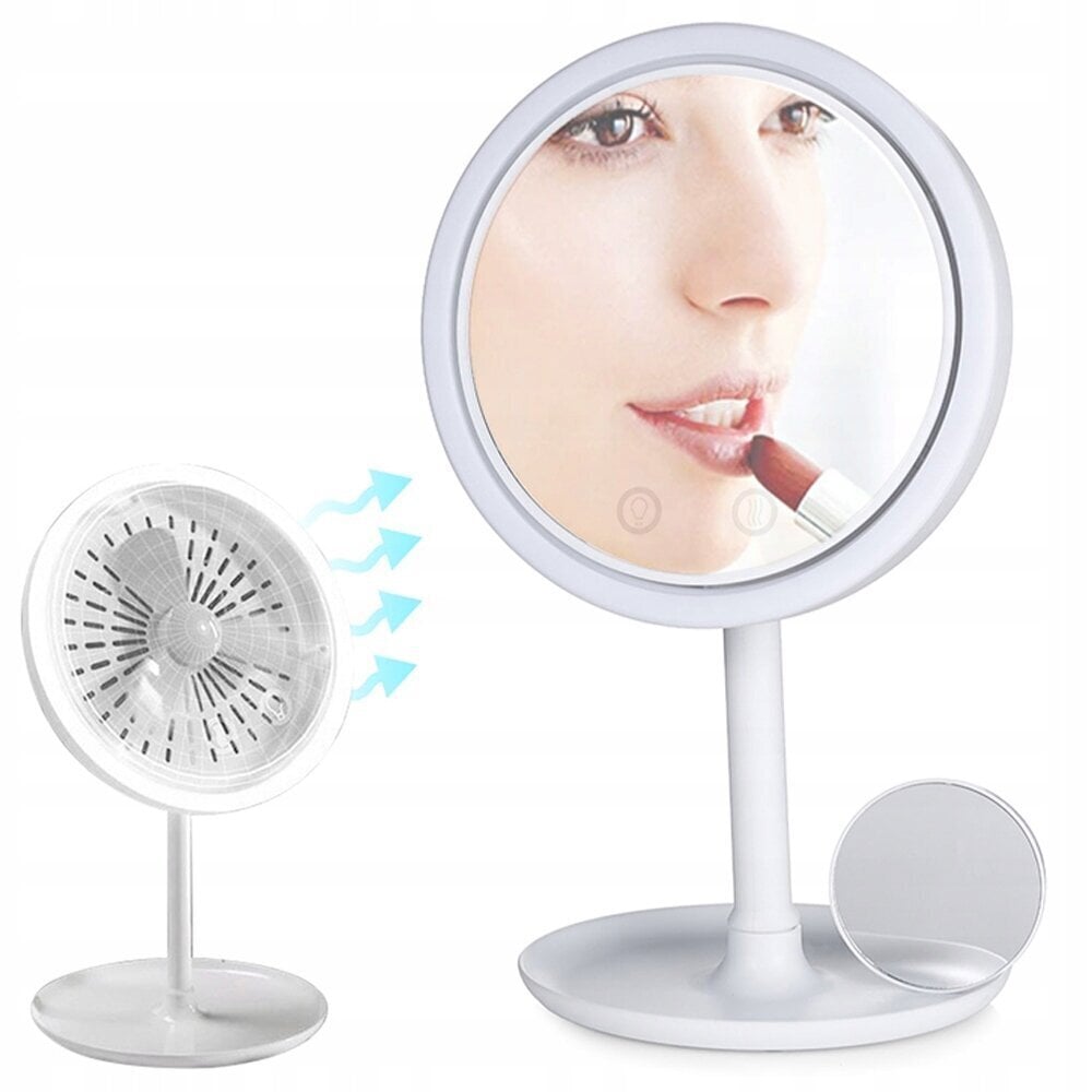 LED meigipeegel ventilaatoriga MirrorBreeze Pro, Ø 20 cm hind ja info | Meigikotid, lauapeeglid | kaup24.ee