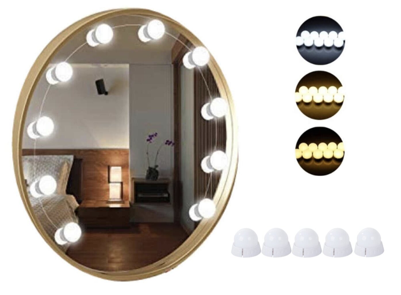 Peegli külge liimitud MakeupMosaic universaalsed LED valgustid, 10 tk. hind ja info | Süvistatavad ja LED valgustid | kaup24.ee