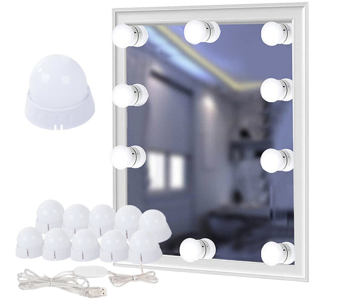 Peegli külge liimitud MakeupMosaic universaalsed LED valgustid, 10 tk. цена и информация | Süvistatavad ja LED valgustid | kaup24.ee