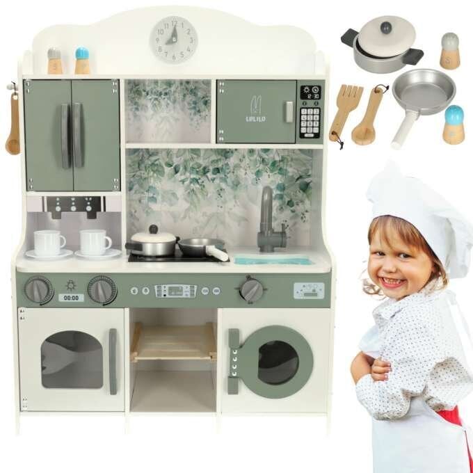 Laste puidust köök espressomasinaga Lulilo Saliku hind ja info | Tüdrukute mänguasjad | kaup24.ee