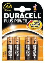 Patarei Duracell Plus Power AA 4 tk hind ja info | Patareid | kaup24.ee