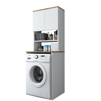 Тумба для стиральной машины, Asir, 65x184x60 см, белая цена и информация | Шкафчики для ванной | kaup24.ee
