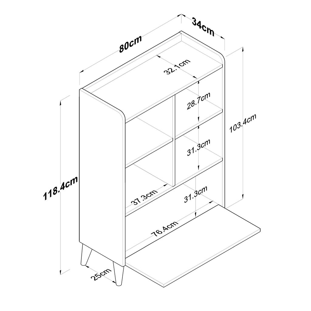 Konsool Asir, 80x130x35 cm, valge/beež цена и информация | Konsoollauad | kaup24.ee