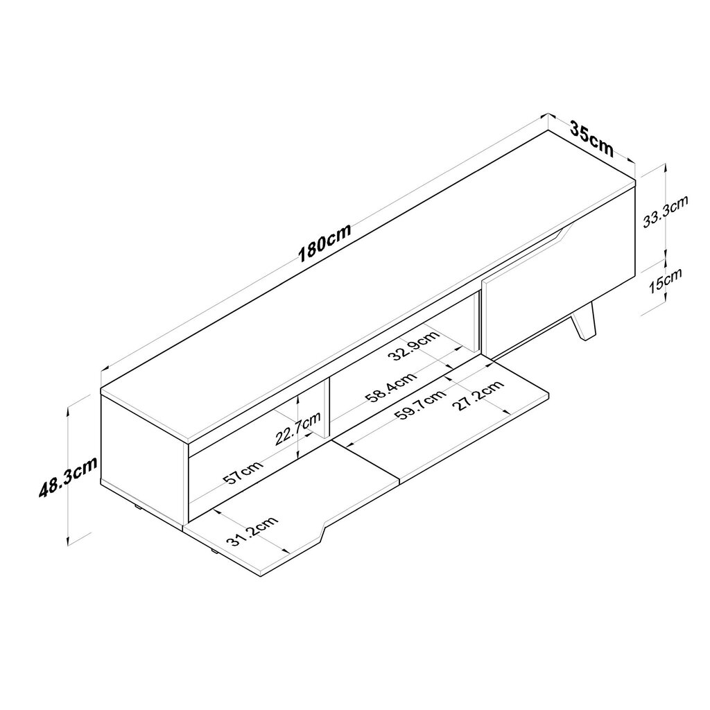 TV alus Asir, 180x49x 35 cm, valge/beež hind ja info | TV alused | kaup24.ee