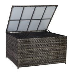 Ящик для подушек WICKER 140x80x65см, стальная рама с пластиковым плетением, цвет: темно-коричневый цена и информация | Ящики для вещей | kaup24.ee