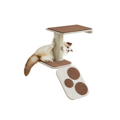 Настенный столик для кошек с когтеточкой и основанием, Feandrea, 70 x 50 см, серо-коричневый цена и информация | Когтеточки | kaup24.ee