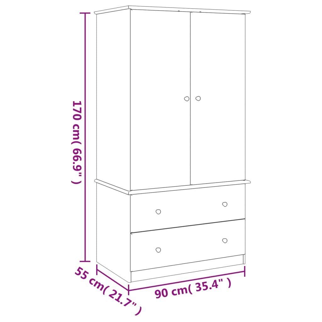 vidaXL riidekapp "Vigo", valge, 90 x 55 x 170 cm, männipuit hind ja info | Kapid | kaup24.ee