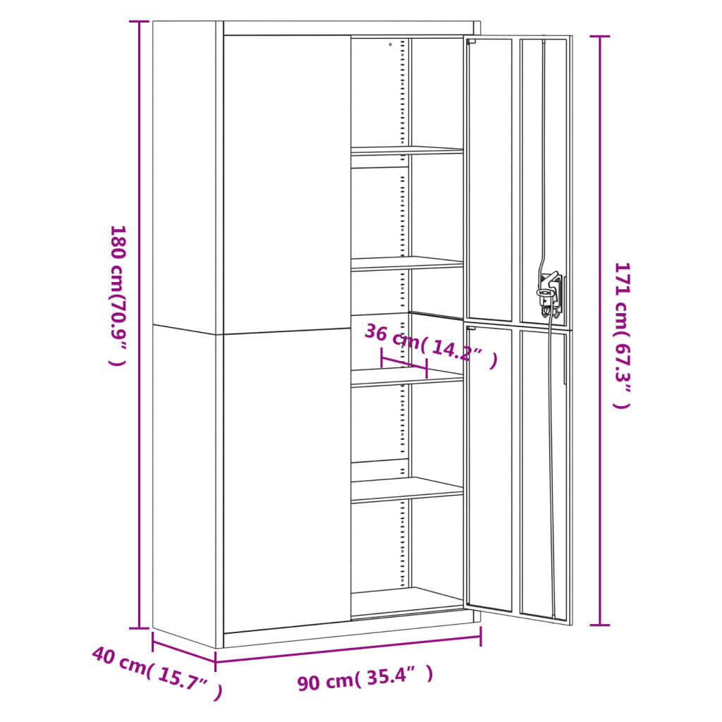 vidaXL dokumendikapp, valge, 90 x 40 x 180 cm, teras цена и информация | Kapid | kaup24.ee