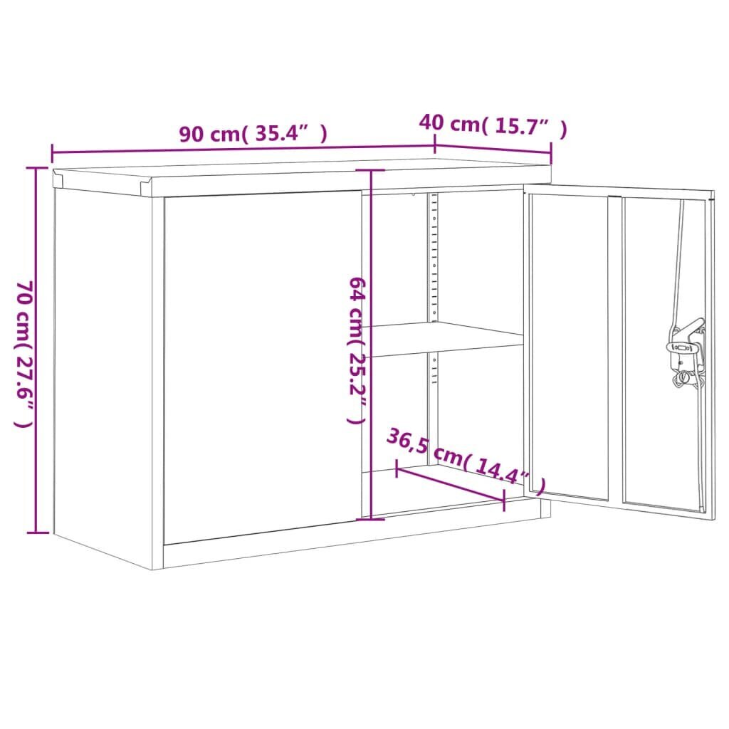 vidaXL dokumendikapp, antratsiithall, 90 x 40 x 70 cm, teras hind ja info | Kapid | kaup24.ee