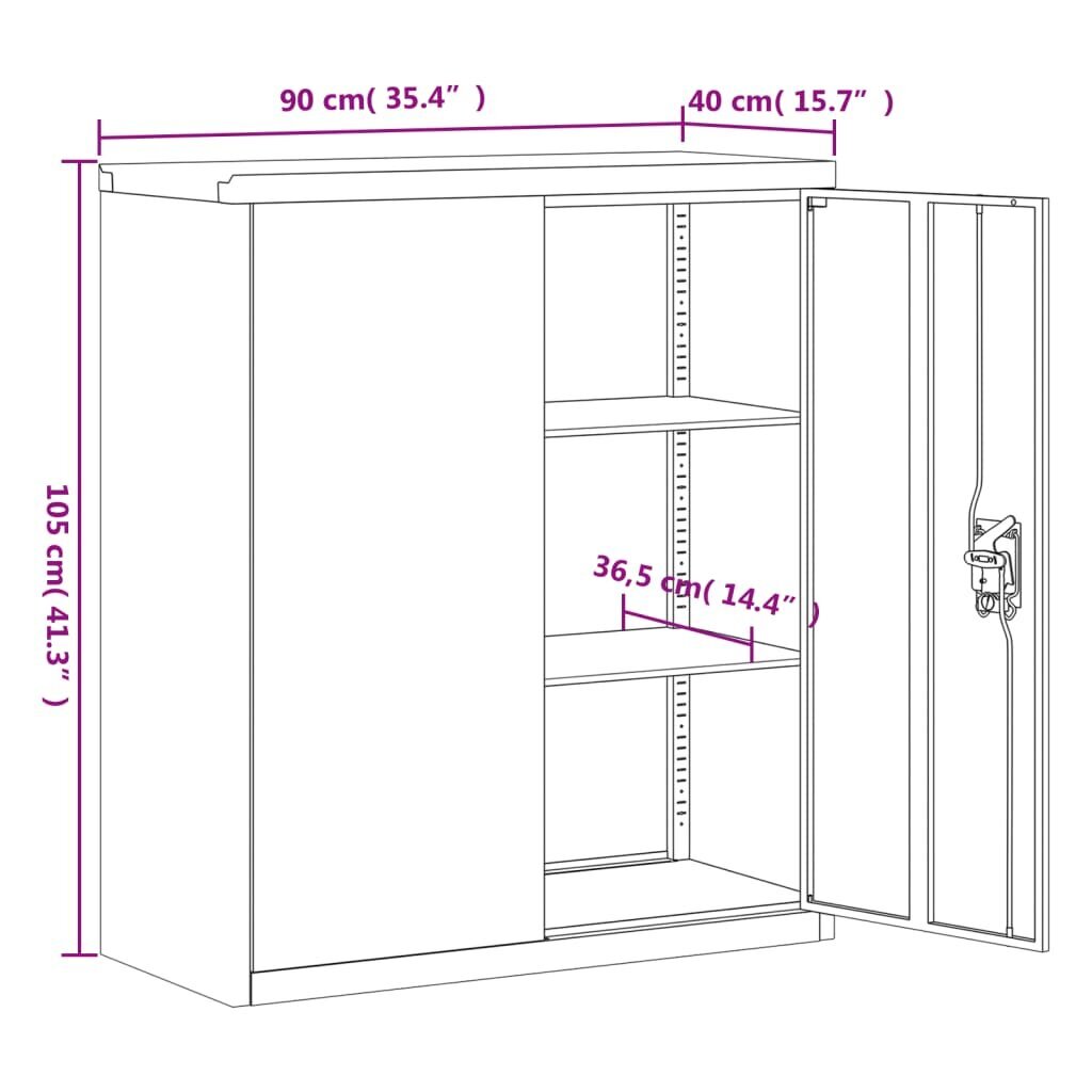 vidaXL dokumendikapp, helehall, 90 x 40 x 105 cm, teras цена и информация | Kapid | kaup24.ee