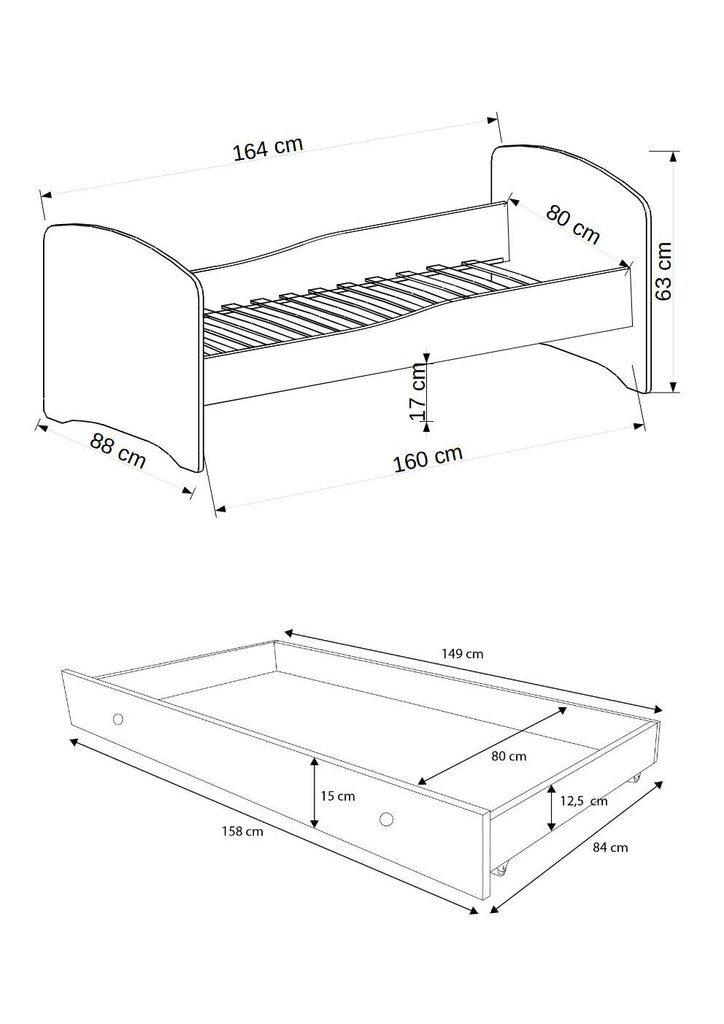 Lastevoodi Adrk Furniture Gonzalo II, valge цена и информация | Lastevoodid | kaup24.ee