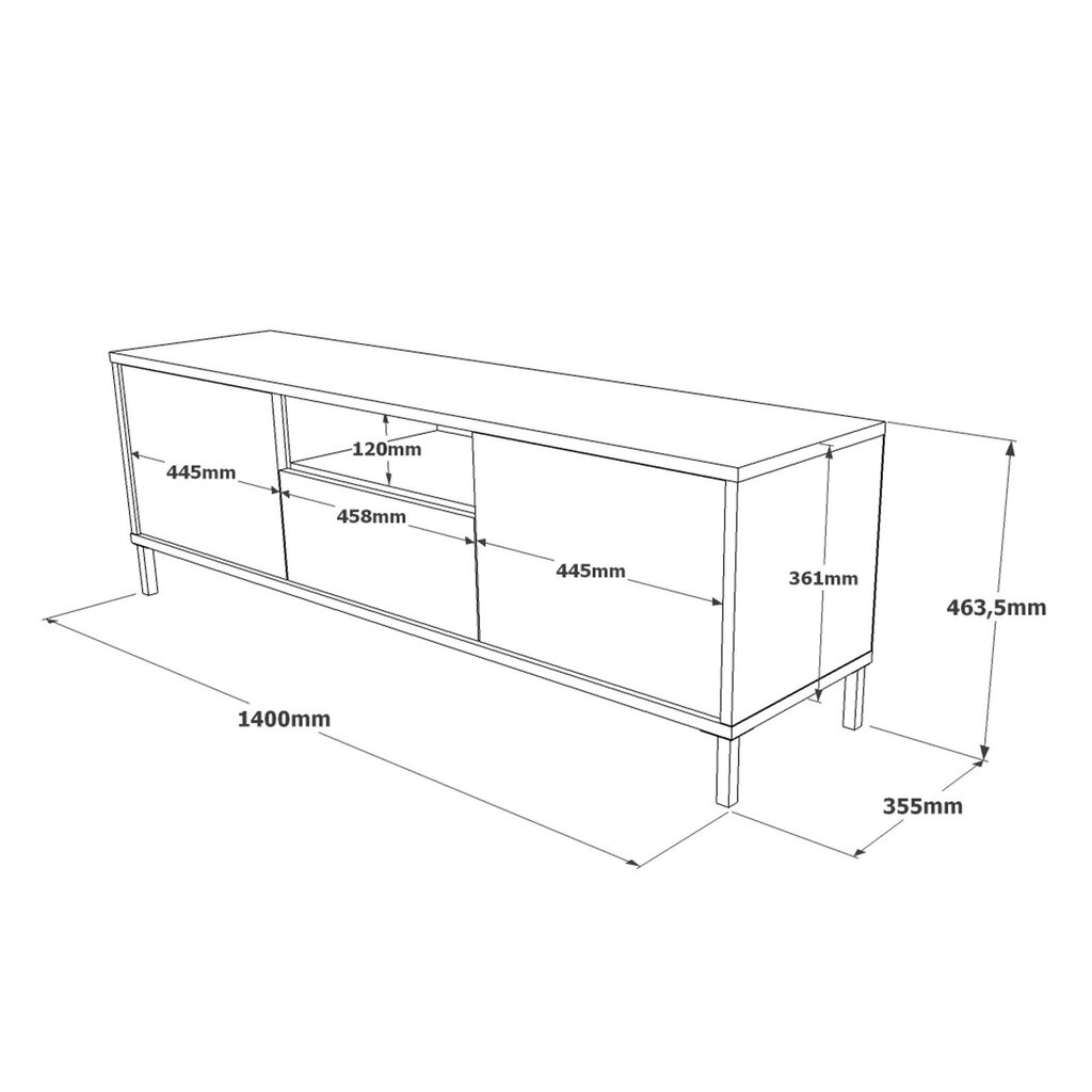 TV alus, Asir, 140 x 47 x 36 cm, must цена и информация | TV alused | kaup24.ee