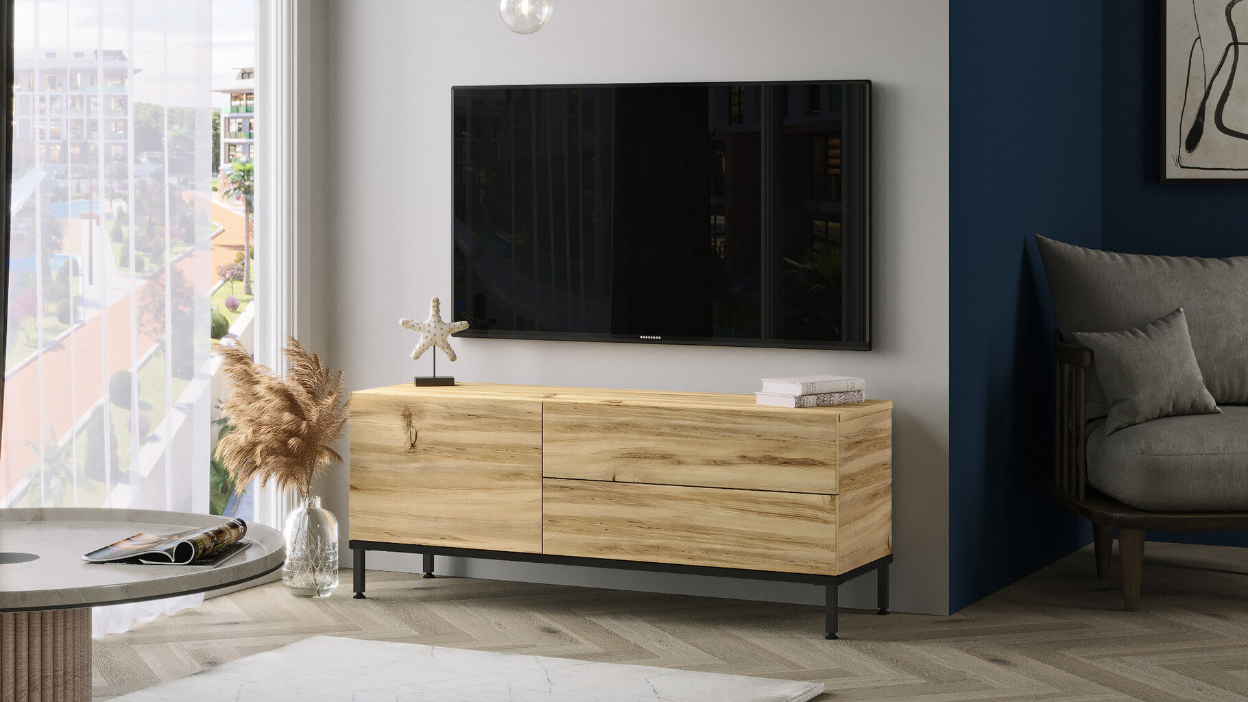 TV alus, Asir, 120 x 47 x 36 cm, must цена и информация | TV alused | kaup24.ee