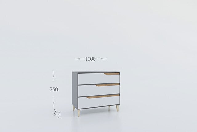 Kummut Garant Wood, hall/valge hind ja info | Kummutid | kaup24.ee