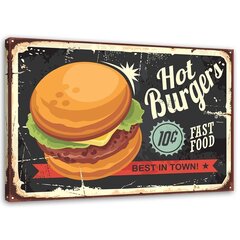 Seinapilt, Retro burgeri märk hind ja info | Seinapildid | kaup24.ee