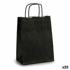 Бумажный пакет Чёрный (18 x 8 x 31 cm) (25 штук) цена и информация | Подарочные упаковки | kaup24.ee