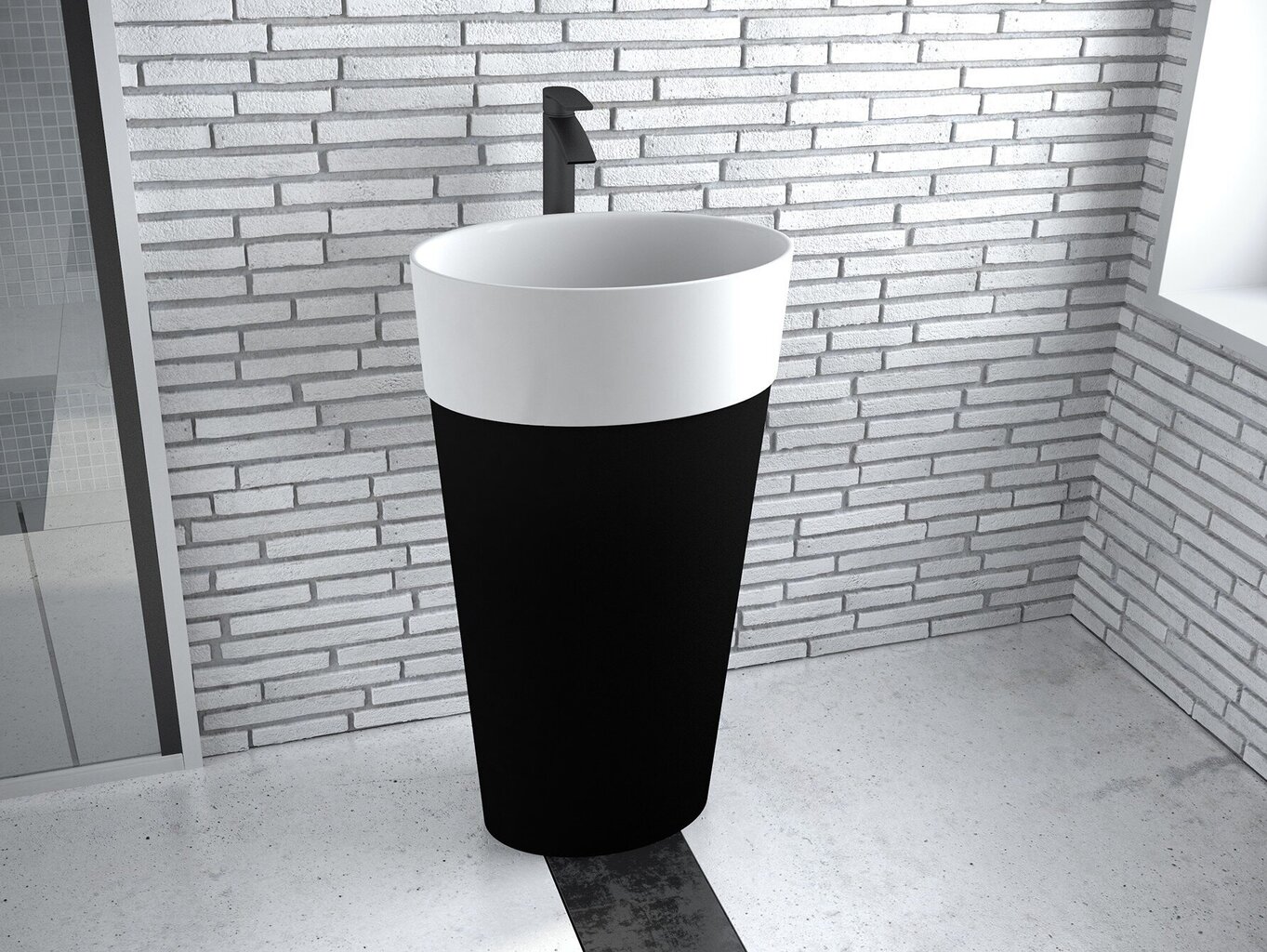 Jalaga kraanikauss Besco Uniqa Black&White, Klik-klak Chrome'iga цена и информация | Kraanikausid, valamud | kaup24.ee