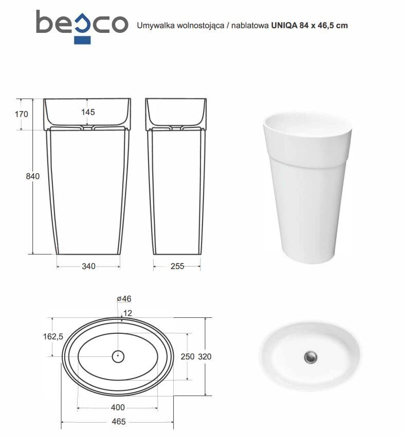 Jalaga kraanikauss Besco Uniqa Glam Silver, Klik-klak Chrome'iga hind ja info | Kraanikausid, valamud | kaup24.ee