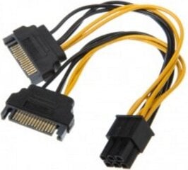 Akasa AKCBPW1315, 15-Pin SATA/6-Pin, 15 см цена и информация | Кабели и провода | kaup24.ee