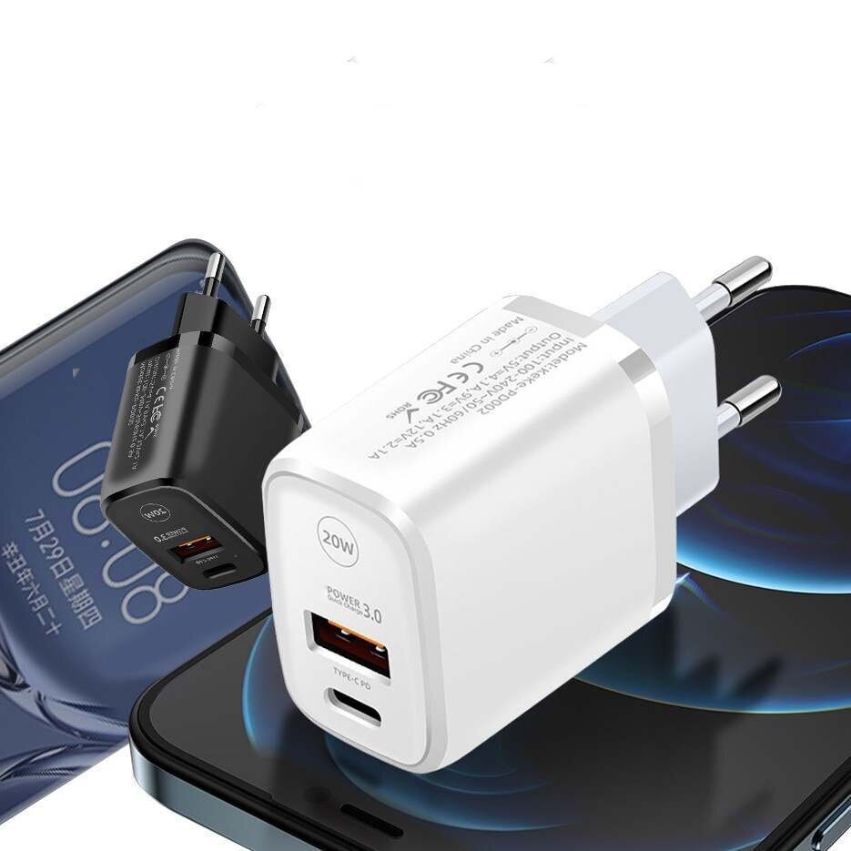 QC 3.0 USB C PD 20W seinalaadija, valge цена и информация | Mobiiltelefonide laadijad | kaup24.ee