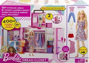 Barbie riidekapp + nukk + 36 tarvikut HGX57 цена и информация | Игрушки для девочек | kaup24.ee