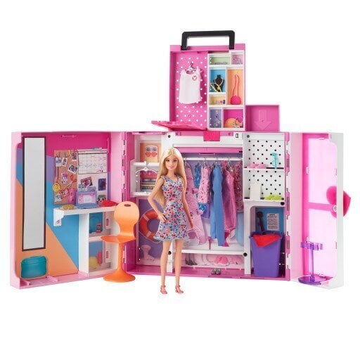 Barbie riidekapp + nukk + 36 tarvikut HGX57 hind ja info | Tüdrukute mänguasjad | kaup24.ee