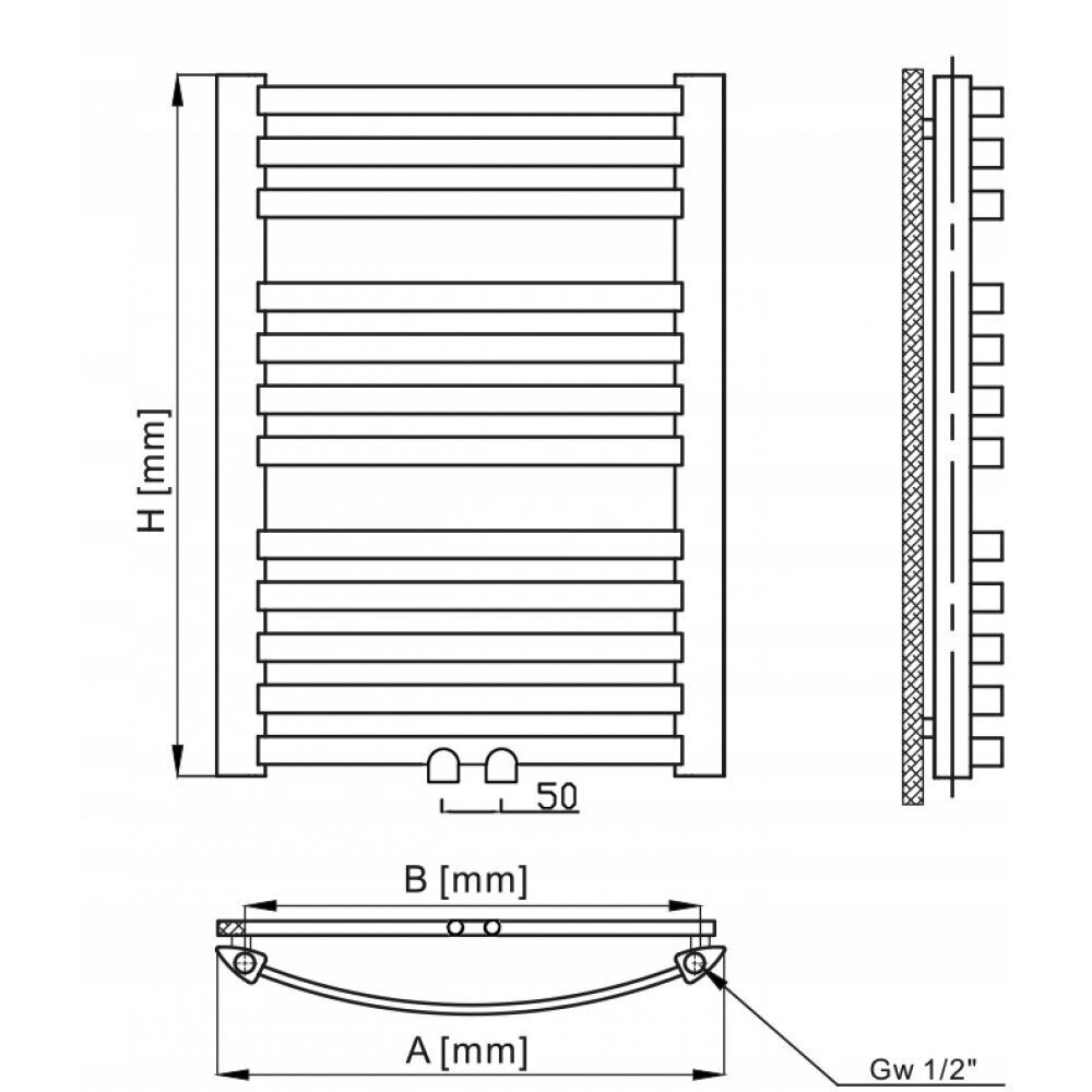 Käterätikuivati ​​Osaka, antratsiit, 480x580 mm hind ja info | Vannitoa radiaatorid ja käterätikuivatid | kaup24.ee