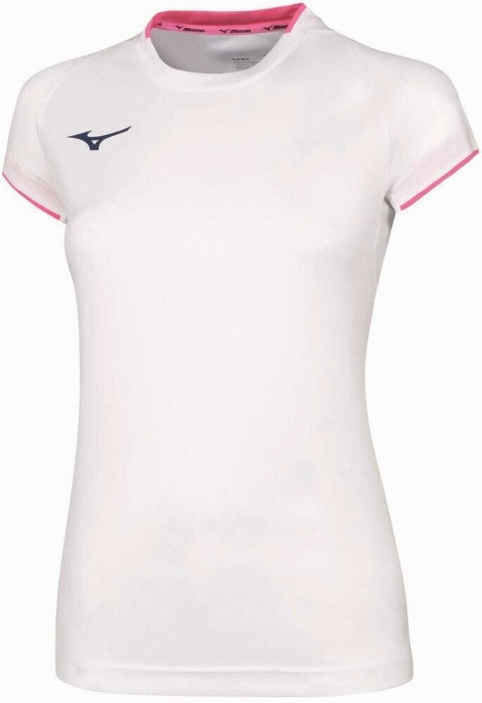 Treeningsärk naistele Mizuno Core Short Sleeve Tee, valge/roosa hind ja info | Naiste spordiriided | kaup24.ee