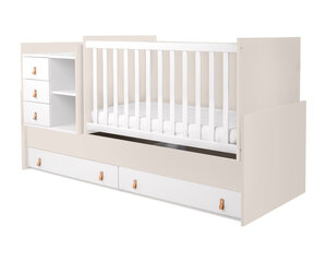 Детская кроватка 4 в 1 KikkaBoo Lorena, 60 х 120 см, бежевый/белый цвет цена и информация | Детские кроватки | kaup24.ee
