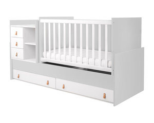 Кроватка 4 в 1 KikkaBoo Lorena, 60 x 120 см, серый/белый цвет цена и информация | Детские кроватки | kaup24.ee
