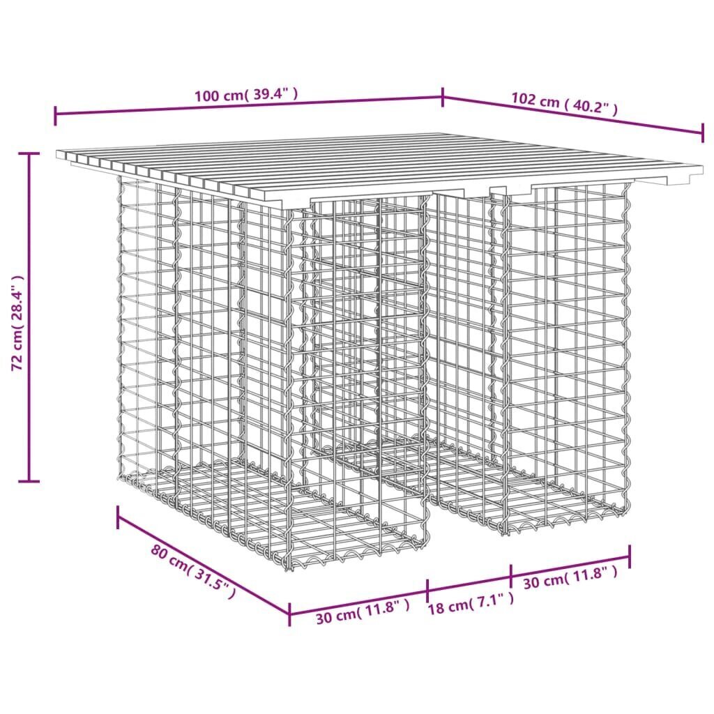 vidaXL gabioonpink, 100x102x72 cm, ebatsuuga puit цена и информация | Aiapingid | kaup24.ee