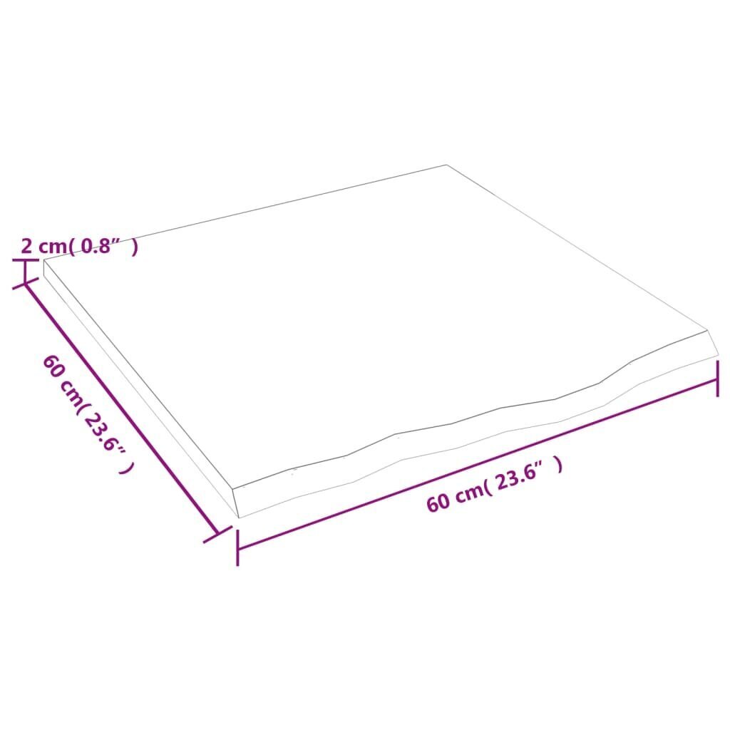 vidaXL seinariiul, 60x60x2 cm, töötlemata tammepuit hind ja info | Riiulid | kaup24.ee