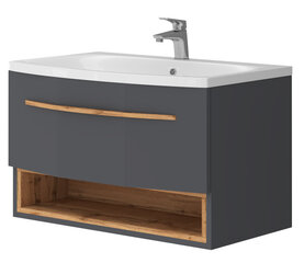 Шкафчик для ванной комнаты с умывальником Stellantis 80, серый цвет цена и информация | Шкафчики для ванной | kaup24.ee