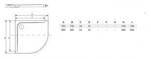 Полукруглый коврик для душа Besco Asco Ultraslim цена и информация | Стойки для душа | kaup24.ee