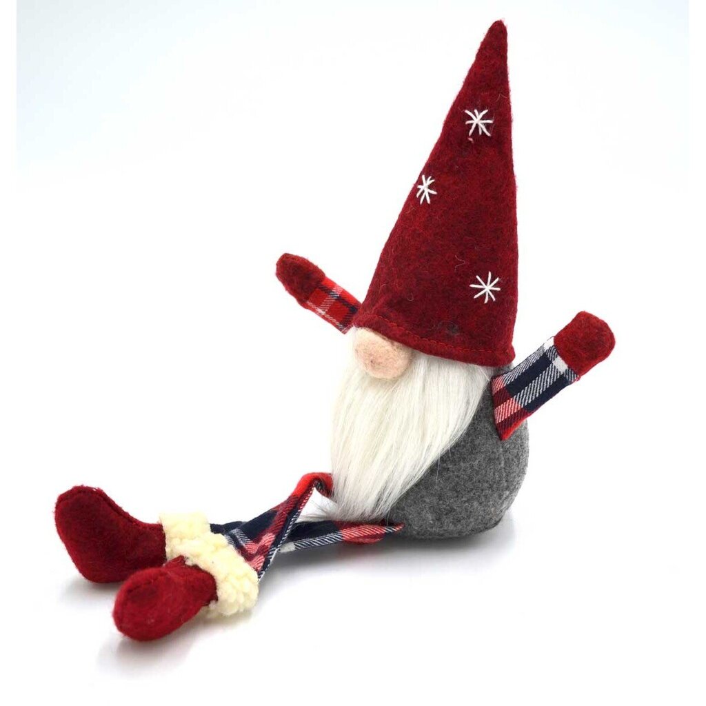 Dekoratiivne päkapikk, punane tähtedega müts 20+10 cm hind ja info | Jõulukaunistused | kaup24.ee