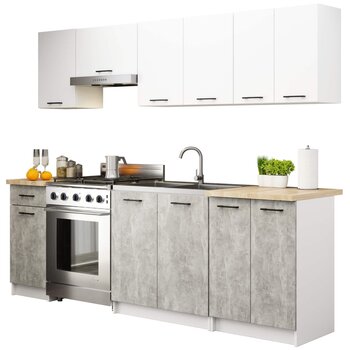 Комплект кухонных шкафов Akord Oliwia 2,4 м, белый/серый цвет цена и информация | Кухонные гарнитуры | kaup24.ee