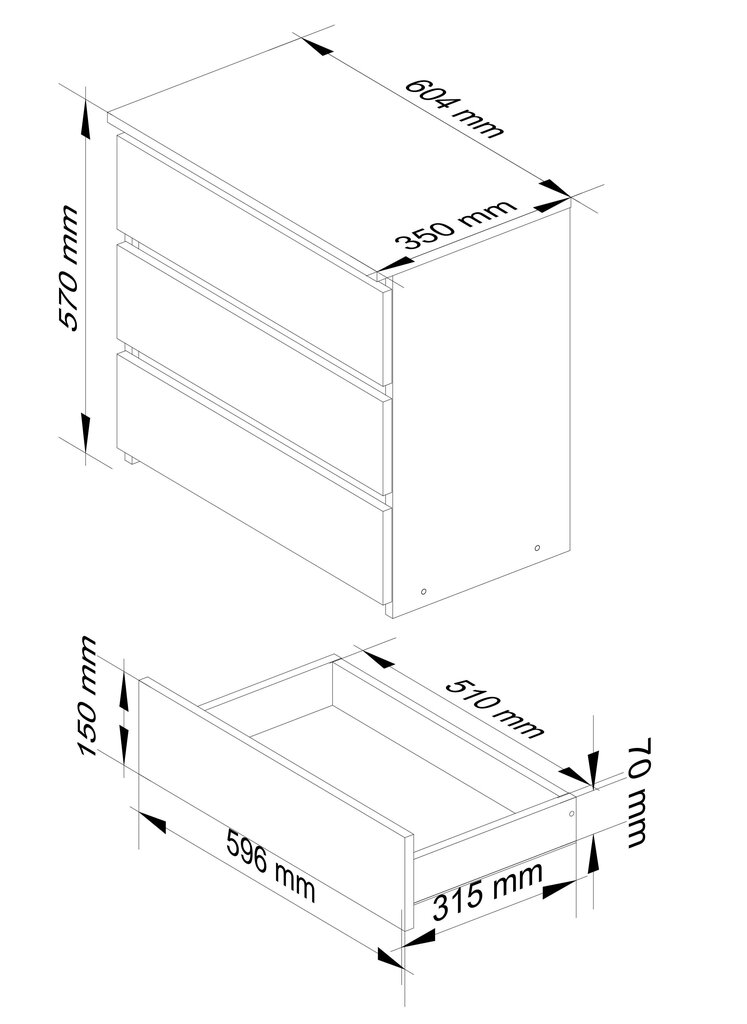 Kummut Akord CL3, hall hind ja info | Öökapid | kaup24.ee