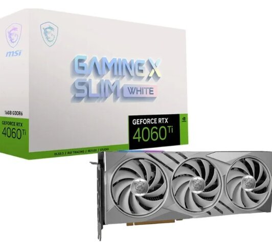 MSI GeForce RTX 4060 Ti Gaming X Slim White 16G цена и информация | Videokaardid (GPU) | kaup24.ee