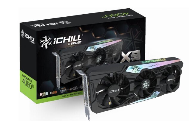 Inno3D GeForce RTX 4060 Ti iChill X3 (C406T3-08D6X-17113389) цена и информация | Videokaardid (GPU) | kaup24.ee