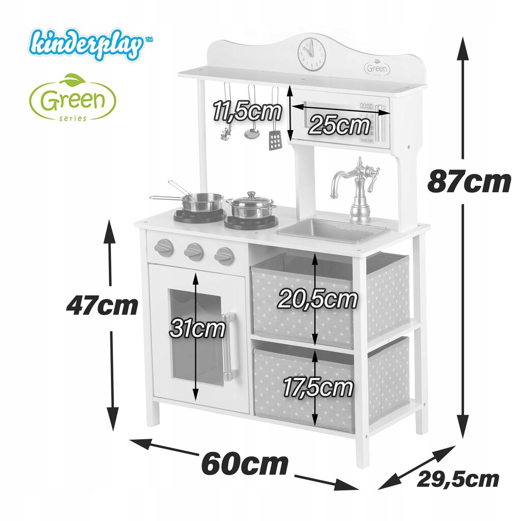 Puidust lasteköök Kinderplay, 60×29,5×87 cm hind ja info | Tüdrukute mänguasjad | kaup24.ee